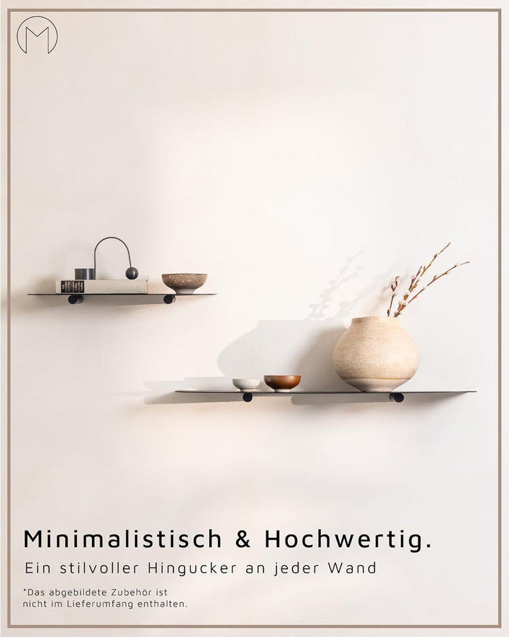 Metallbude Wandregal LENN - Weiss - Modernes, minimalistisches Metallregal mit Wandmontage- Kratz-,