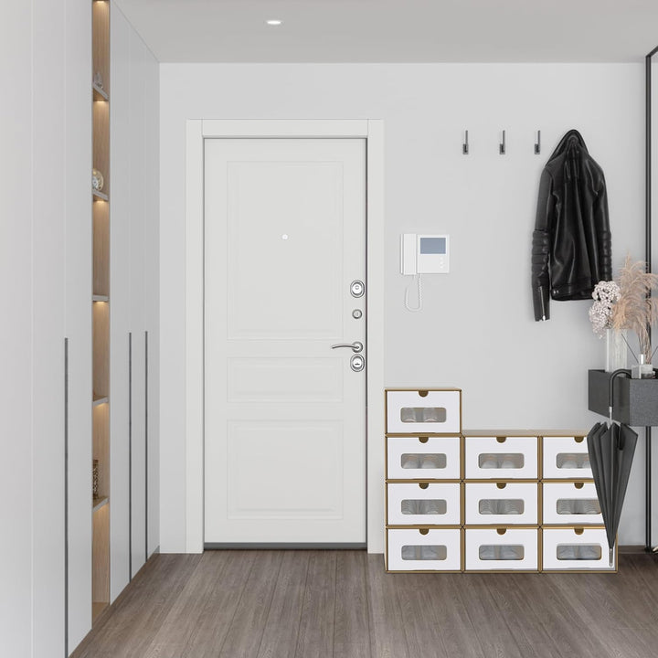 Schuhbox mit Sichtfenster & Schublade 10er Boxen-Set Aufbewahrungsbox Braun Schuhkiste Schuhschachte