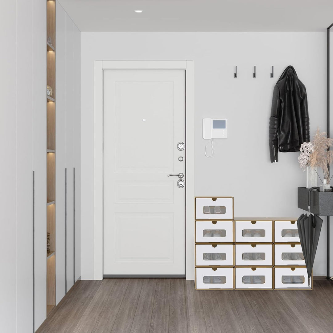 ACXIN Schuhboxen Stapelbar Boxen-Set,Aufbewahrungsbox Schubladen mit Transparentes Sichtfenster,Papp