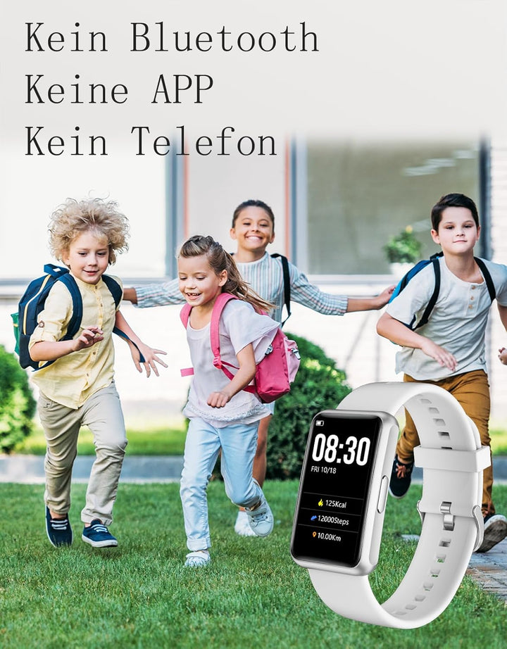 HUAKUA Schrittzähler Uhr (Ohne app und Handy) 1,47 Zoll Touchscreen Einfach Smartwatch Fitness Track