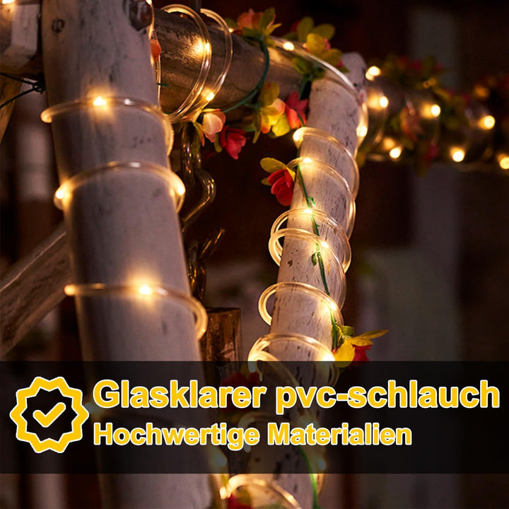 Cecaylie Lichterschlauch Aussen 30M 720 LEDs LED Schlauch Innen Aussen Warmweiss Lichtschlauch mit T