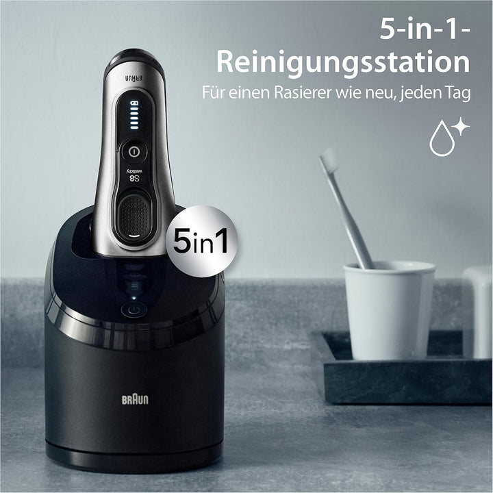 Braun Series 8 Rasierer Herren mit 4+1 Scherkopf, Elektrorasierer, Präzisions-Langhaarschneider, Rei