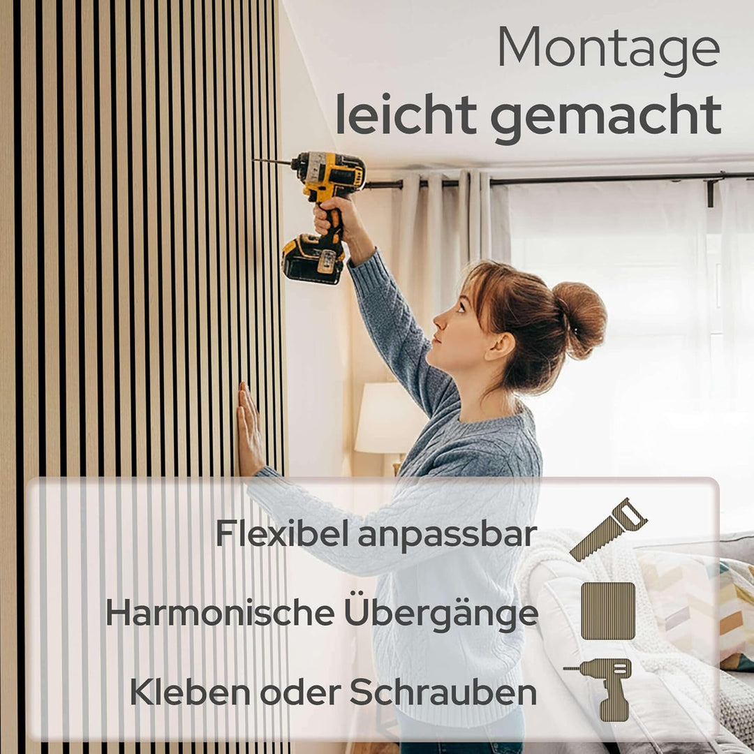 Arebos Akustikpaneele 120x60 cm | Lamellenwand in Holzoptik für Wand & Decke | modernes Wandpaneel m