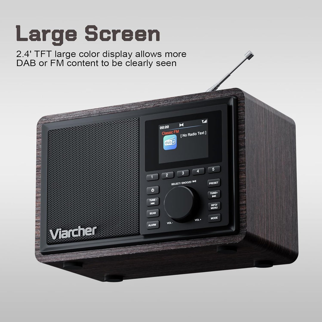 DAB/DAB+ & FM Digitalradio mit Bluetooth, Küchenradio mit Dual-Weckfunktion, Schlaf-Timer, 60 Sender