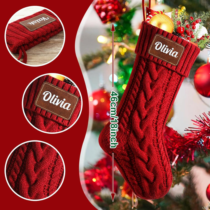 NIBESSER Weihnachtsstrumpf Personalisiert 2er Set Nikolausstrumpf mit Benutzerdefinierte Namen 18” G