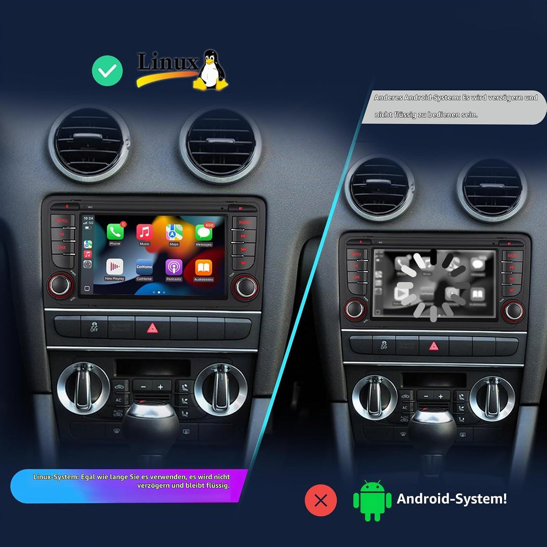 Autoradio kompatibles für Audi A3 S3 RS3 2003-2012 mit Wireless CarPlay und Android Auto,Car Radio m