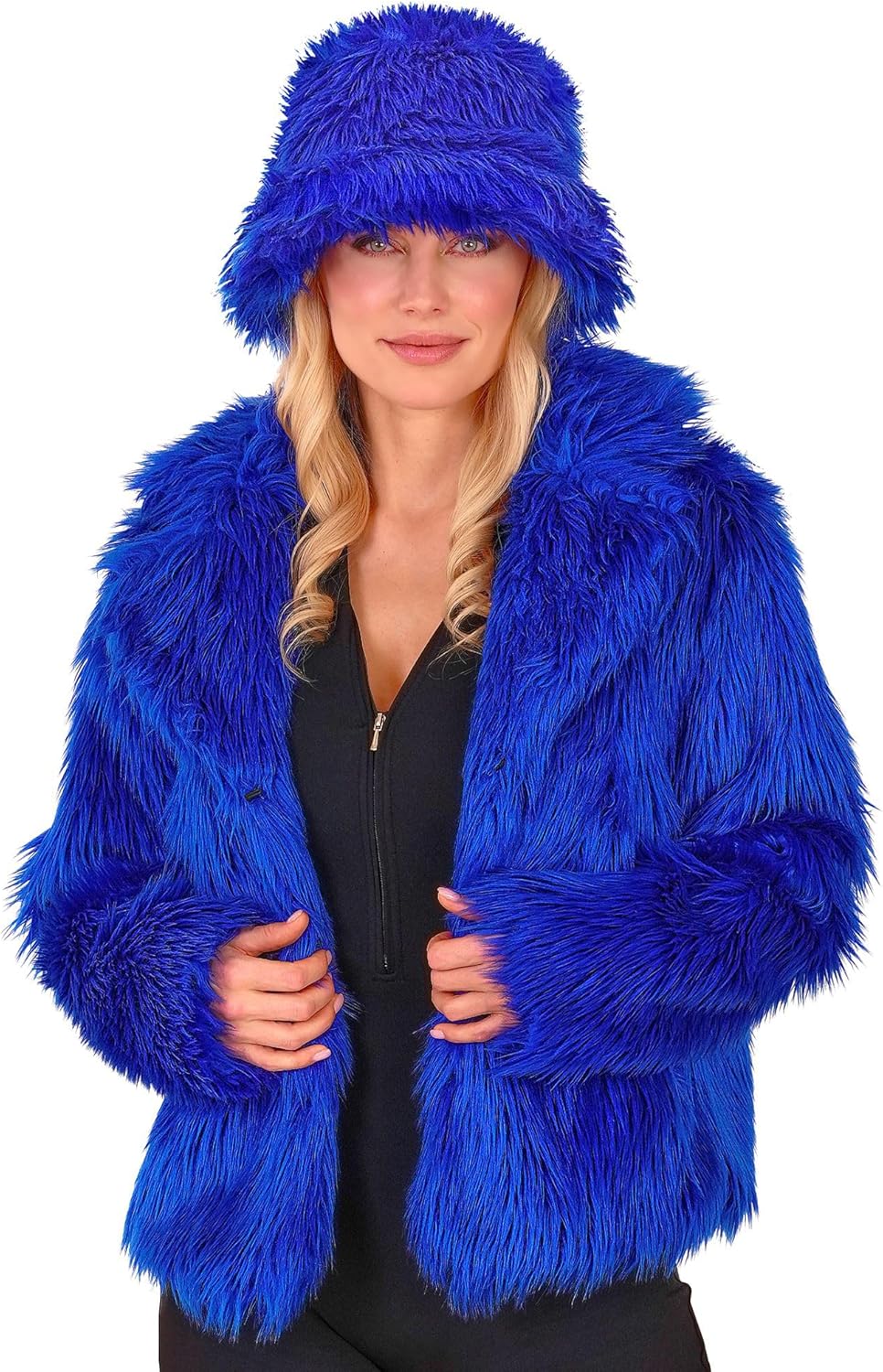 W WIDMANN MILANO Party Fashion - Damen Kunstfell-Jacke, flauschiger Pelz, Plüschjacke, Kostüm, Party