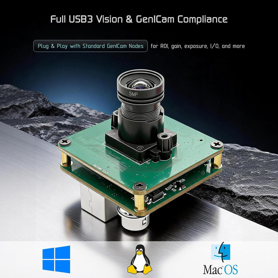InnoMaker USB3 Vision Industriekamera IMX296 1,58 MP Monochrom Global Shutter, 1456x1088@60FPS, GenI