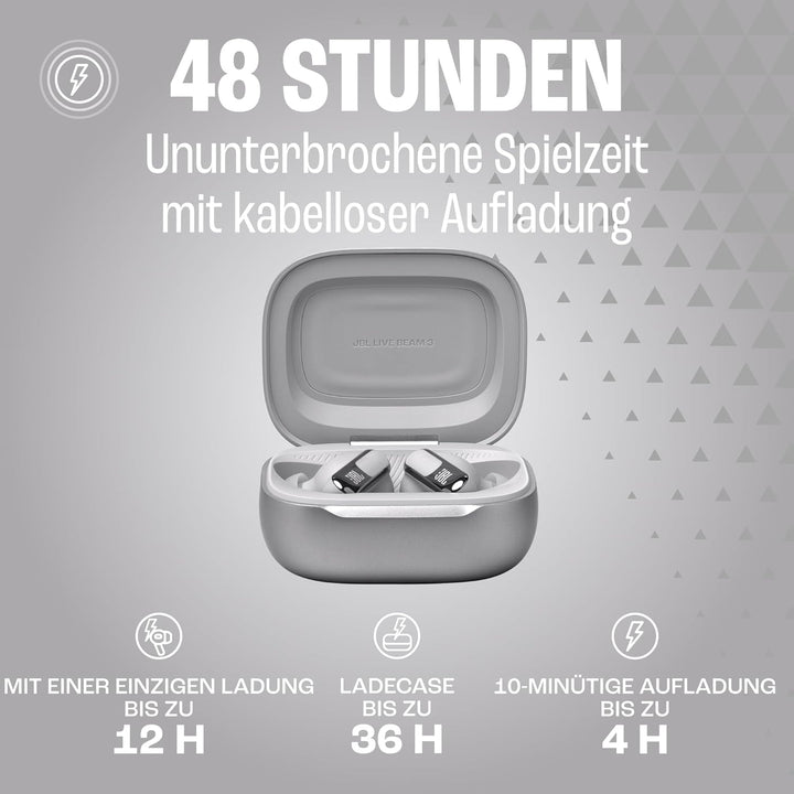 JBL Live Beam 3, Wireless Earbud-Kopfhörer mit Bluetooth, 48 Stunden Akkulaufzeit, True Adaptive Noi