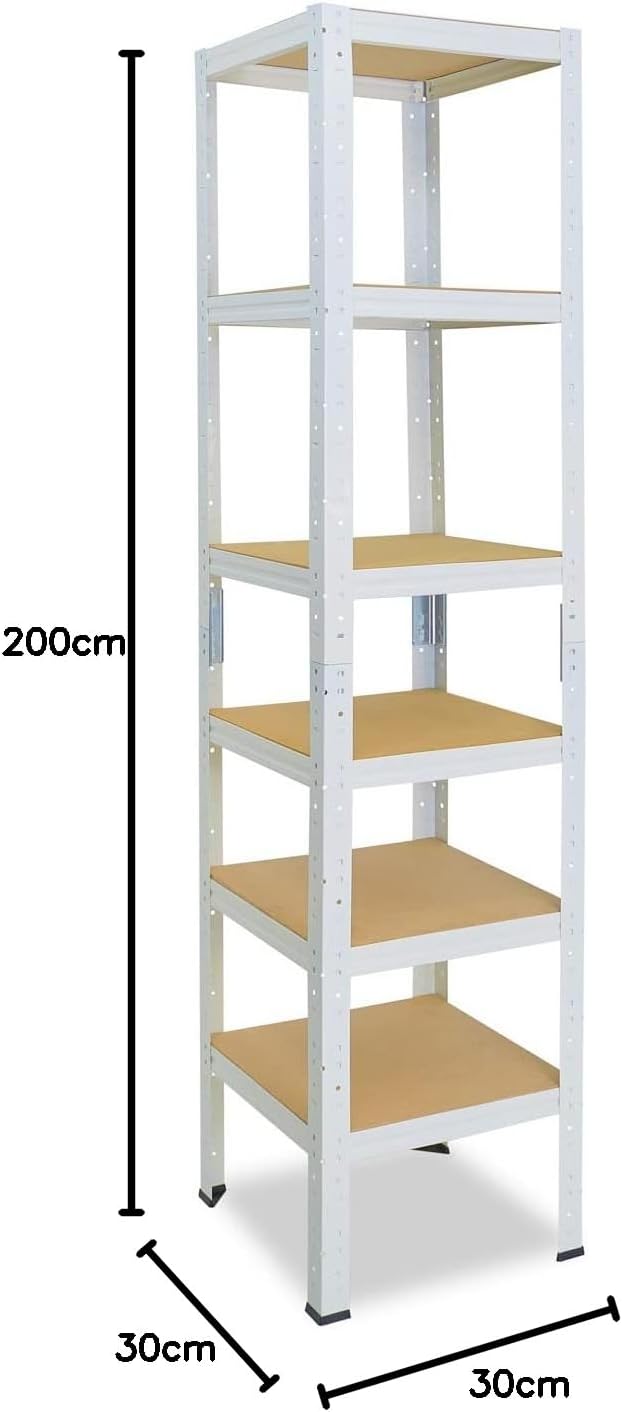 shelfplaza® 200x30x30cm Home Schwerlastregal weiss/Metallregal mit 6 Böden/Kellerregal Metall, Garag