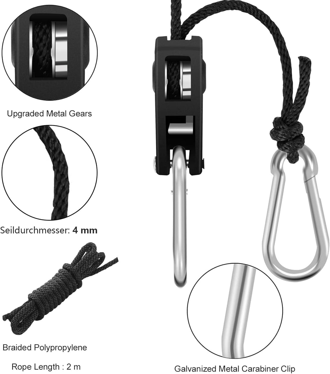 BOSYTRO 4 Paar（8 Stück） 1/8 Zoll Ratchet Hanger Heavy Duty Einstellbare Ratsche Seil Aufhänger Verst
