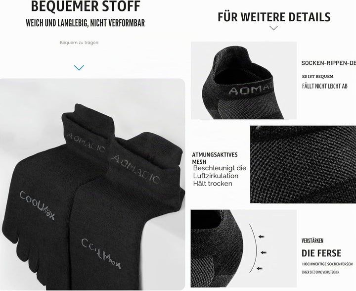 Zehensocken für Frauen Männer Coolmax Laufsocken 5 Fingersocken athletische Zehensocken 3 Paar 35-38