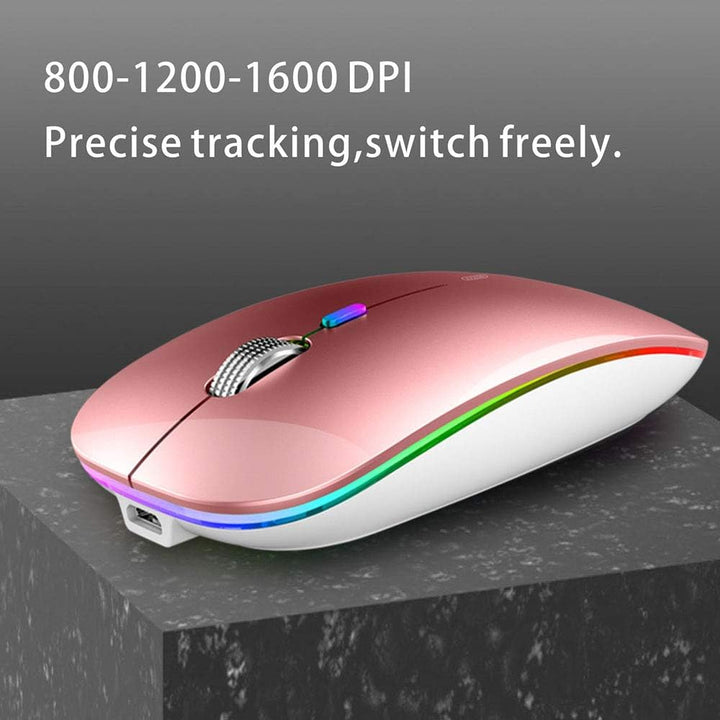 Uiosmuph Bluetooth Maus Kabellose, LED Funkmaus wiederaufladbar Leise Wireless Mouse 2.4GHz Kabellos