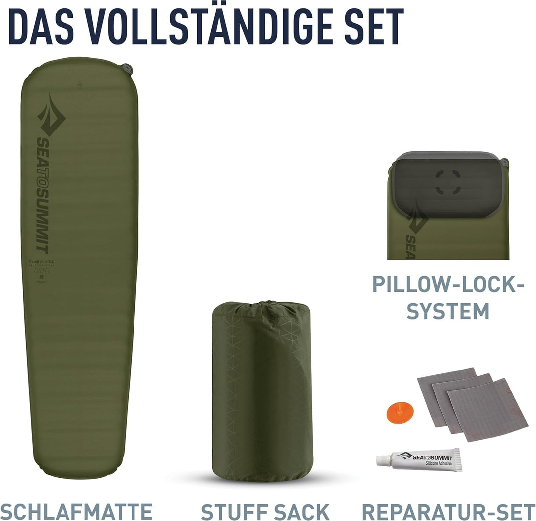 SEA TO SUMMIT - Camp Plus Self Inflating Isomatte Large - Dicke & warme Schlafmatte - Reparatur-Kit
