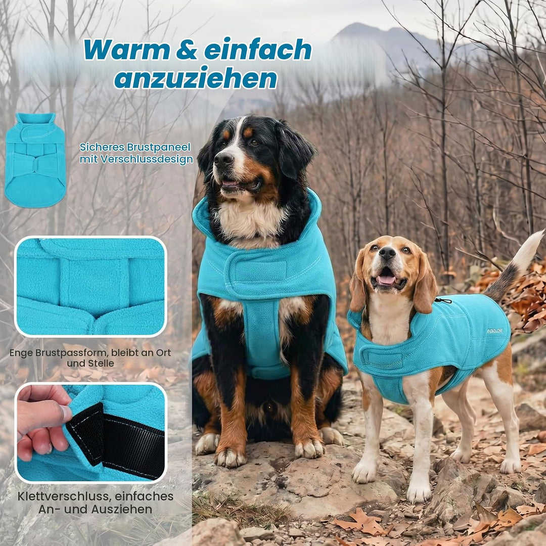 VIVAGLORY Softpad Wintermantel Hund, Hundemantel Fleecemantel Hund, Fleecejacke mit Bauchschutz, Fle