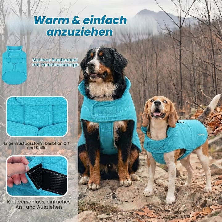 VIVAGLORY Softpad Wintermantel Hund, Hundemantel Fleecemantel Hund, Fleecejacke mit Bauchschutz, Fle