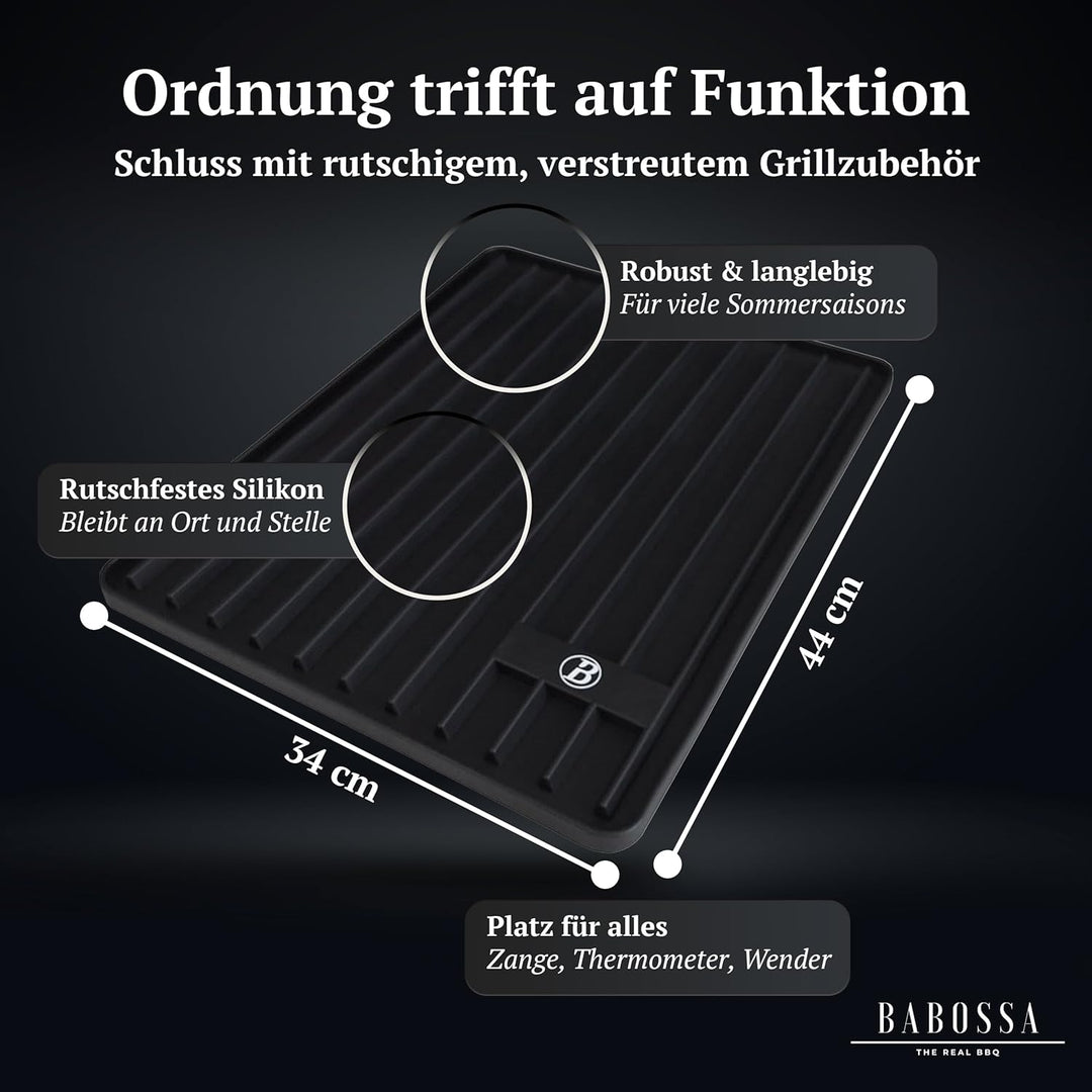 BABOSSA Magnetische Besteckablage – Silikon Grill Matte 44 x 34 cm – Rutsch- und spühlmaschinenfest