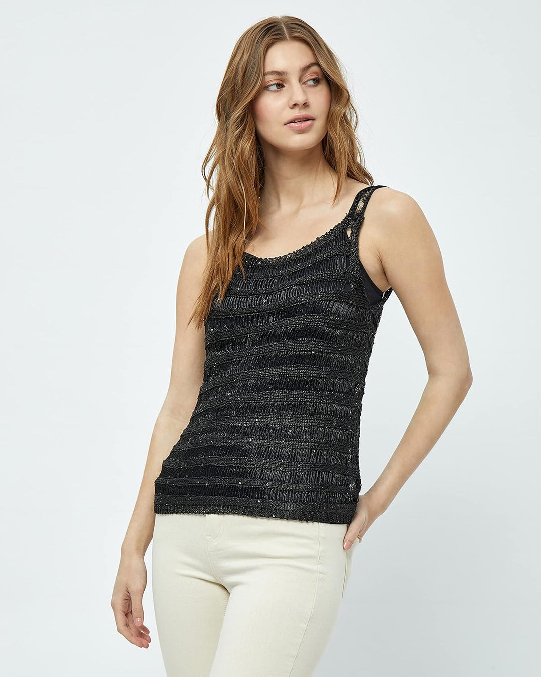 Desires Damen Besser Shimmer schimmerndes Tanktop S 9000 Black, S 9000 Black