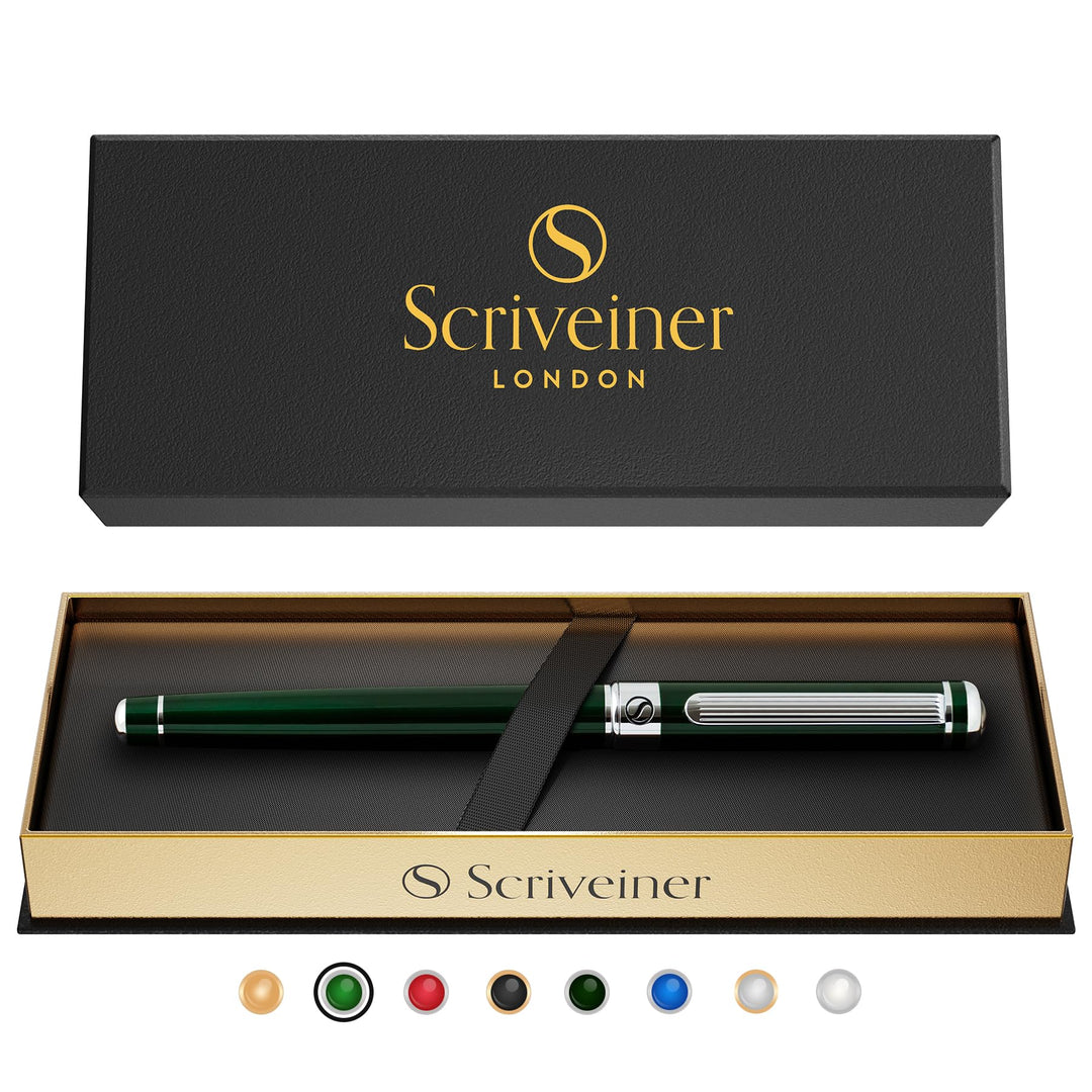 Scriveiner Kugelschreiber Britisch Renngrün - Hochwertiger Tintenroller mit Chromveredelung, Schmidt