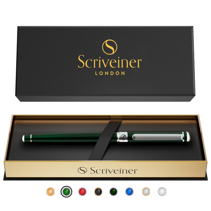 Scriveiner Kugelschreiber Britisch Renngrün - Hochwertiger Tintenroller mit Chromveredelung, Schmidt