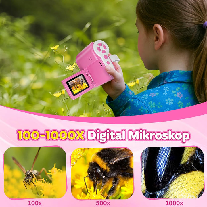 HUTACT Handy Digitales mikroskop für Kinder: 1000-faches Tragbares Mikroskop Kamera mit 4K-2,0-Zoll-