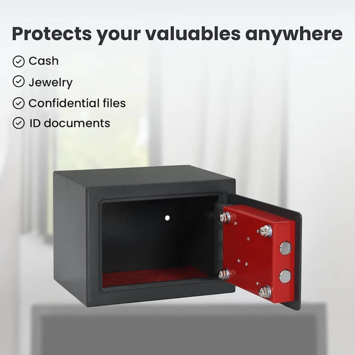 vidaXL Safe Box mit Schloss Dunkelgrau 23 x 17 x 17 cm Stahl, Heimarbeitsplatz Safe, robuster Sicher