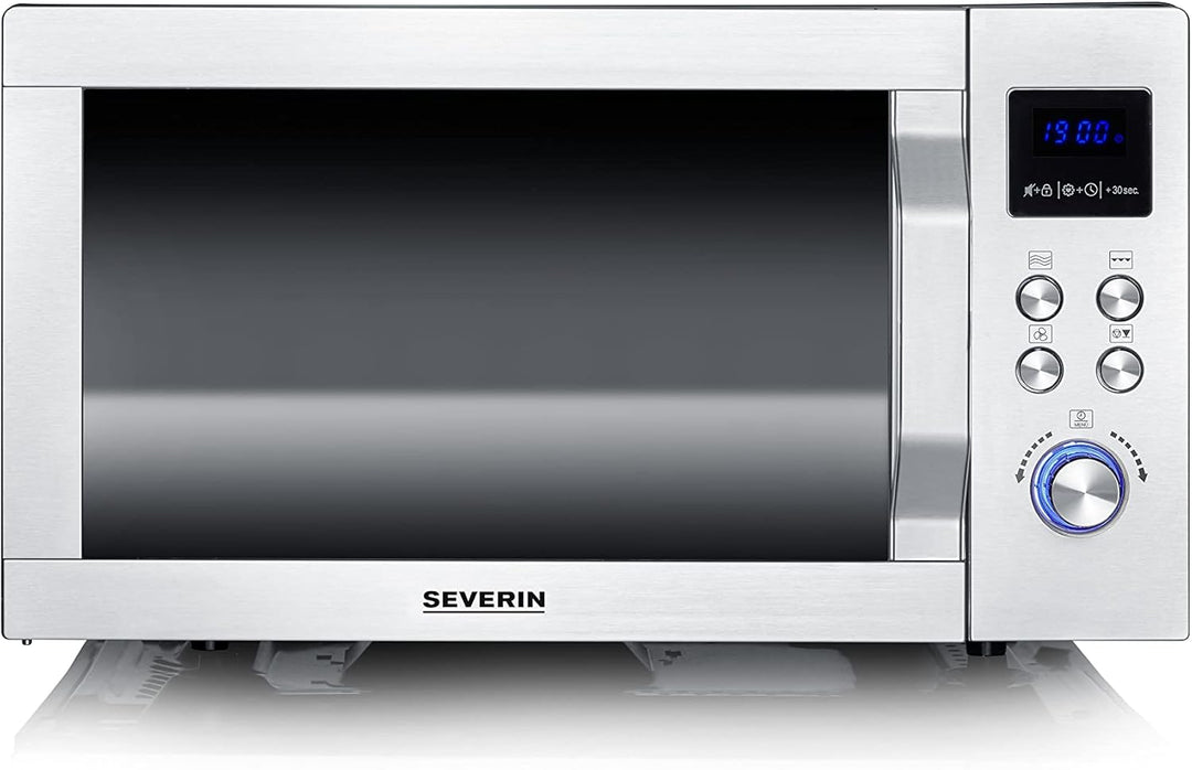SEVERIN 3-in-1 Mikrowelle mit Glasboden, Grill und Heissluftfunktion, Mikrowellengerät, Mikrowelle m