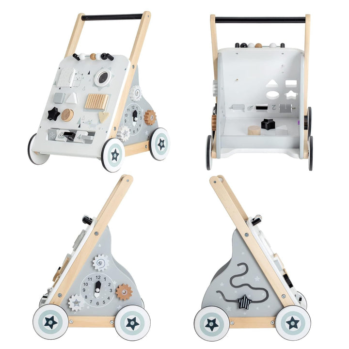 Labebe Lauflernwagen holz, 8-in-1 Verwendung als Laufwagen, Baby Lauflernhilfe Holz mit gummierten H