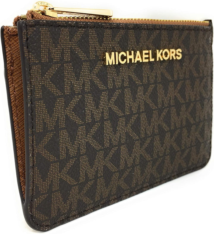 Michael Kors Jet Set Travel Kleine Tasche mit Reissverschluss und Ausweishalter – Twill PVC beschich