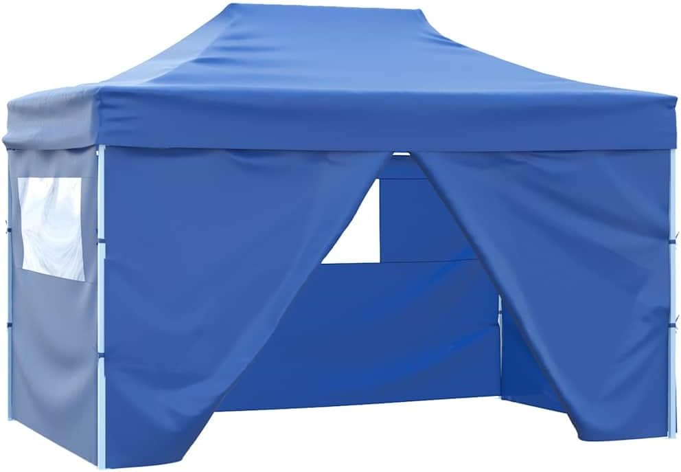 vidaXL Faltzelt mit 4 Seitenteilen 3x4,5m Blau Gartenzelt Partyzelt Festzelt, Blau