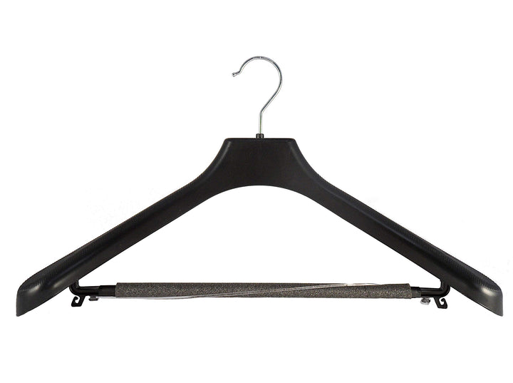 Anzug und Kostümbügel, Kleiderbügel mit Steg und Schaum, 48cm, schwarz, Neu, 50 Stück