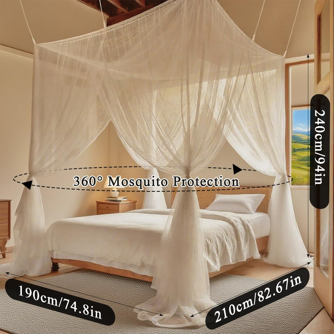 Moskitonetz Bett für Doppelbett Einzelbett, 1.9 m x 2.1 m x 2.4 m Mückennetz Bett, 4 Einträge, Moski