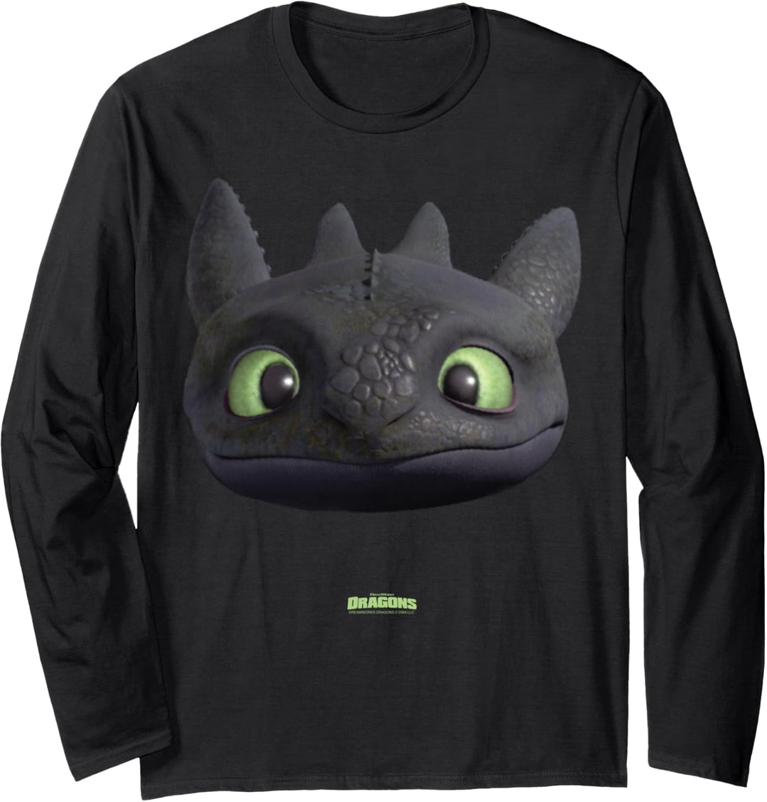 DreamWorks Dragons Toothless Night Fury Big Face Costume 3D Langarmshirt