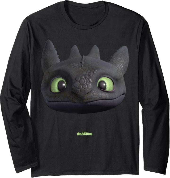 DreamWorks Dragons Toothless Night Fury Big Face Costume 3D Langarmshirt