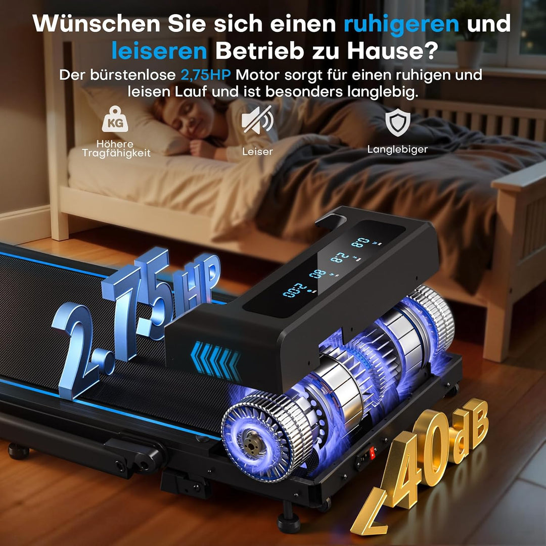 Laufband für Zuhause, 5 in 1 Walking Pad, 12km/h Klappbar Laufband mit 9% Steigung, 2.75HP Walking M