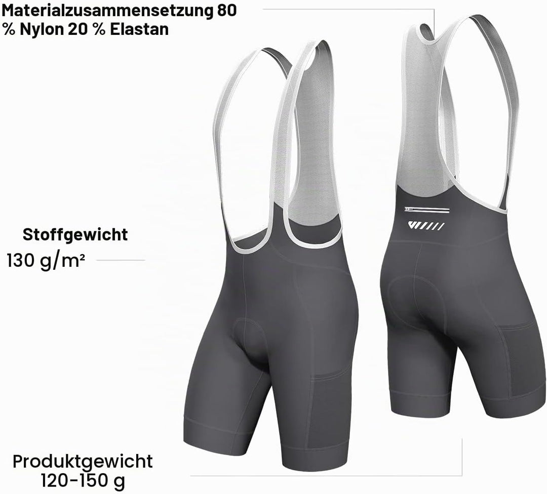 Lo.gas Herren Radfahren Bib Shorts, Gel Gepolstert Mit Taschen, Atmungsaktiv Quick-Dry für Männer S