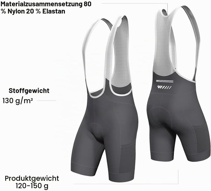 Lo.gas Herren Radfahren Bib Shorts, Gel Gepolstert Mit Taschen, Atmungsaktiv Quick-Dry für Männer S