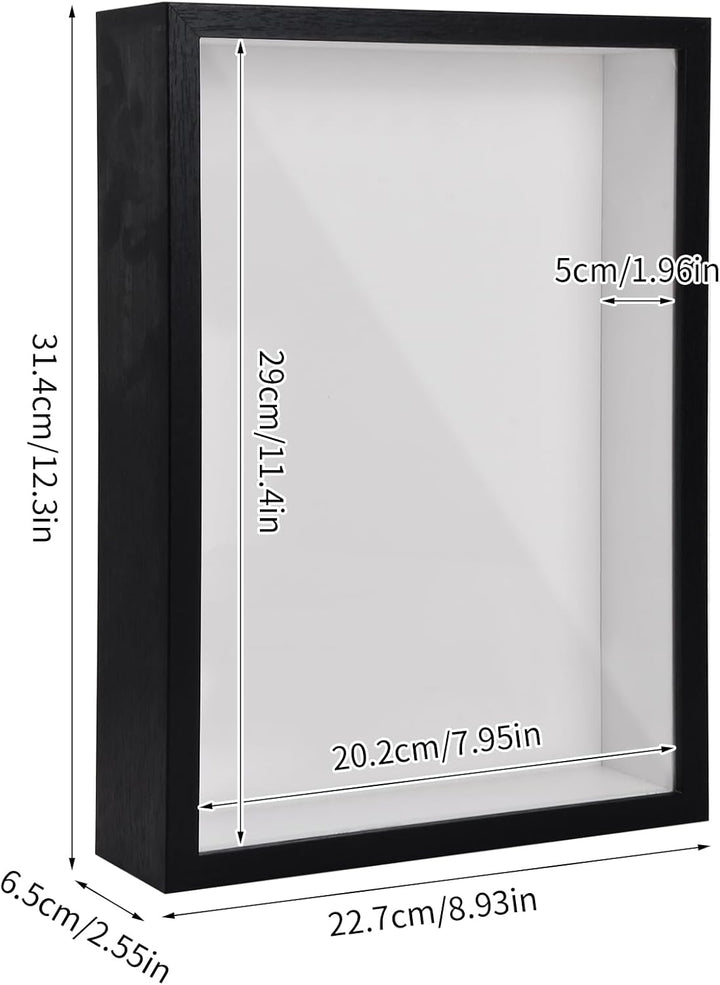 3D Bilderrahmen zum Befüllen A4, Schattenbox Vitrine Rahmen, 3D Tief Objektrahmen mit Transparente A