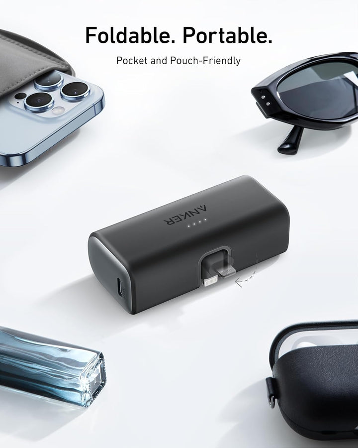 Anker 621 Powerbank mit integriertem Lightning-Stecker, 5.000 mAh MFi-zertifizierter 12W externer Ha