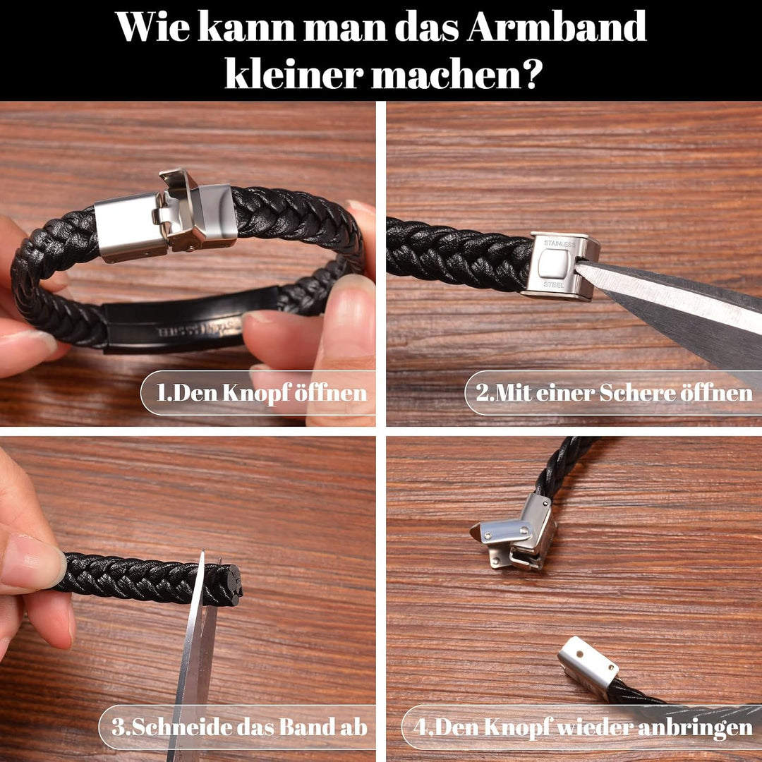 CheersLife Knotenarmband Geschenk Für Männer Braun Geflochtenes Leder Edelstahl Unendlichkeit Armbän