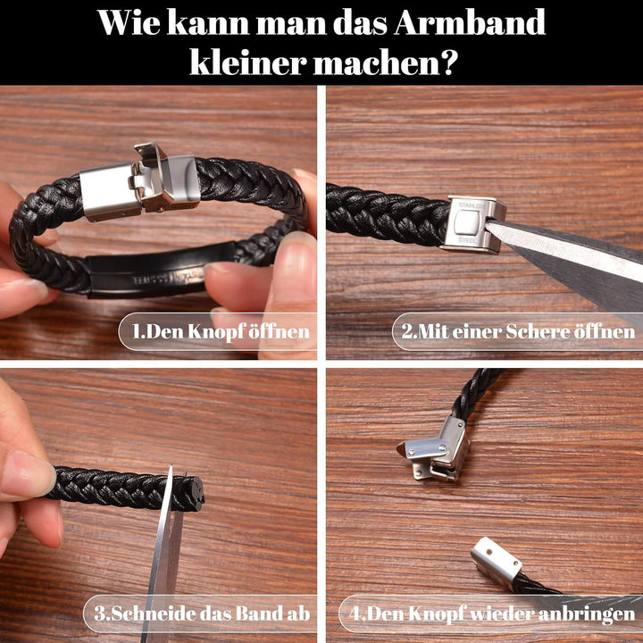 CheersLife Knotenarmband Geschenk Für Männer Braun Geflochtenes Leder Edelstahl Unendlichkeit Armbän