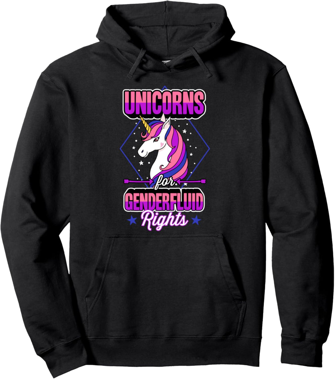 Unicorns For Genderfluid Rights Genderqueer Pride Stuff Pullover Hoodie