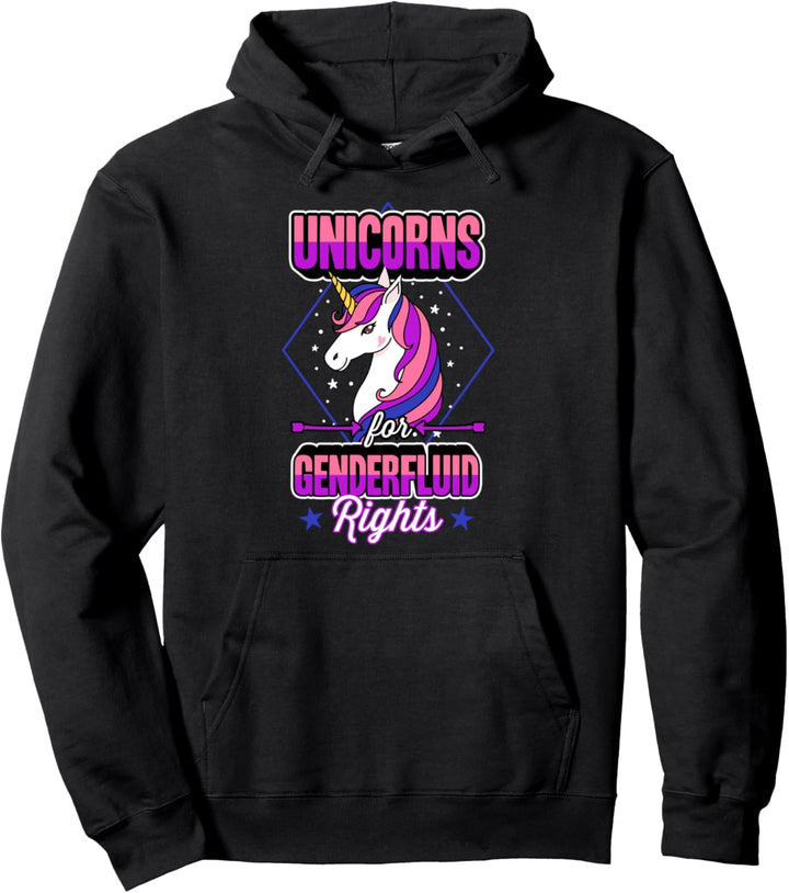 Unicorns For Genderfluid Rights Genderqueer Pride Stuff Pullover Hoodie