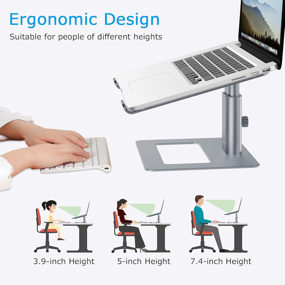 BoYata Laptopständer, Höhenverstellbarer Laptop Riser, Belüfteter Aluminium Notebookhalter für Schre