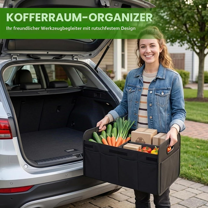 Kofferraum Organizer Auto 70L, Faltbare Kofferraumtasche mit Tragegriff, Grosse stabile Kofferraumbo