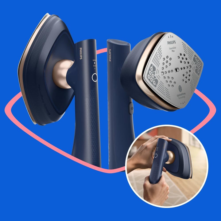 Philips OneTurn, 2-in-1 Bügeleisen & Steamer mit drehbarem Kopf, Einfach losbügeln – kein Brett, 45