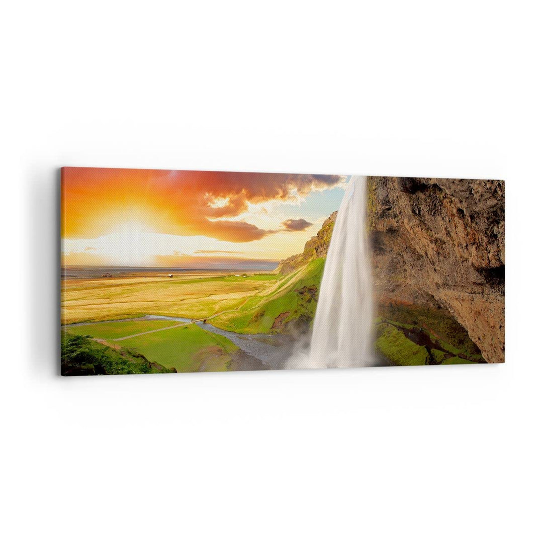 Wandbilder Dekoration Wohnzimmer Geologie island Wiese Panorama Bilder auf Leinwand 120x50cm Leinwan