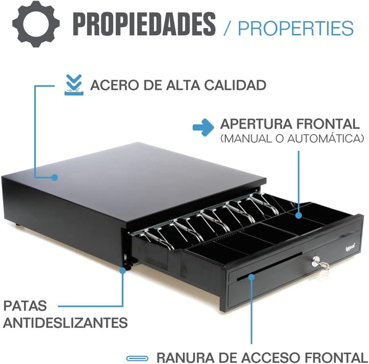 iggual - Geldkassette Abschliessbar IRON - 30 | Kassenschublade mit automatischer oder manueller Öff