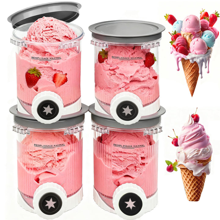 4 Stück Ersatz für Ninja Creami Swirl Behälter NC701EU 480ML BPA-Frei und Spülmaschinenfest Becher k
