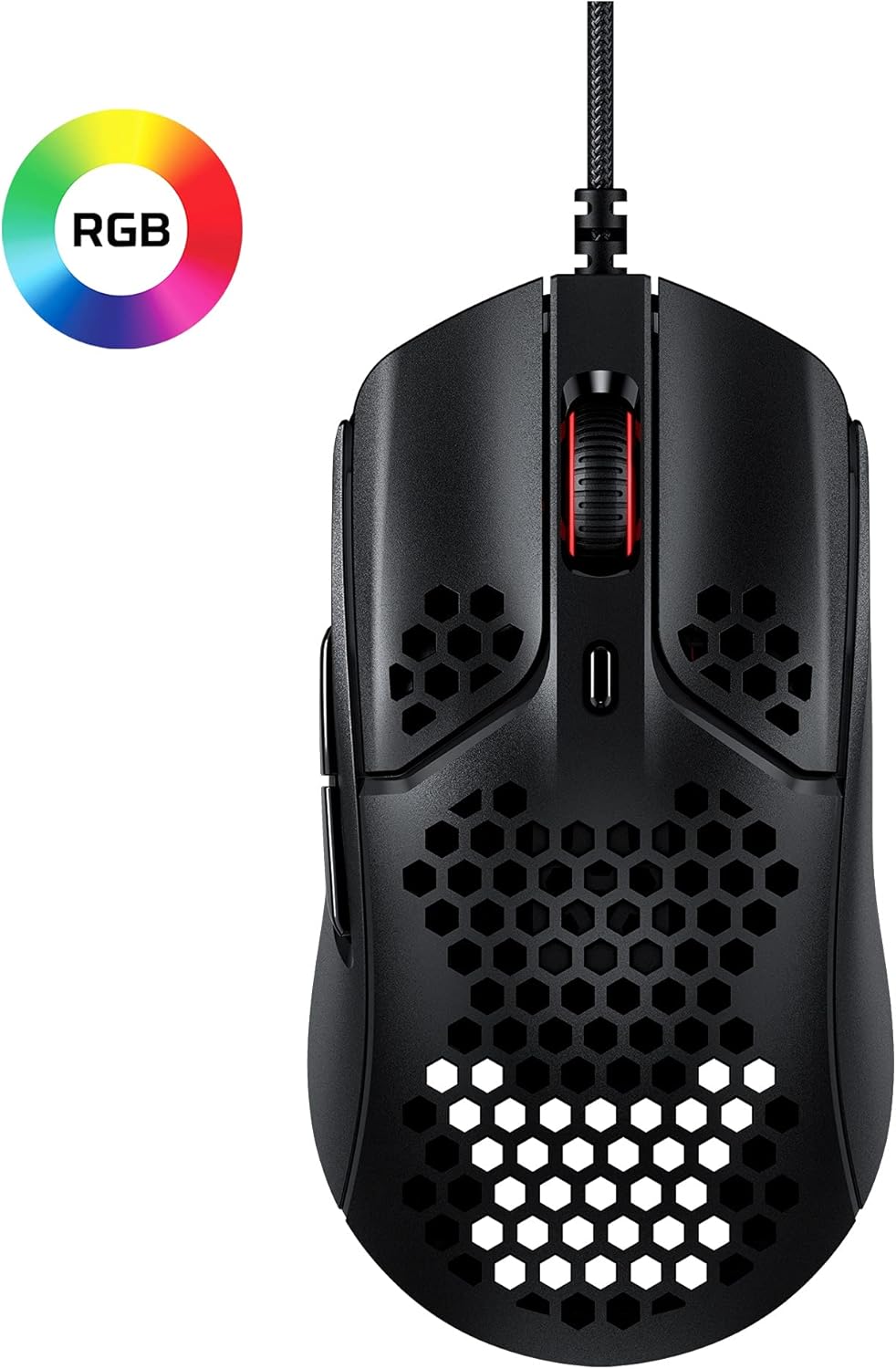 HyperX Pulsefire Haste – Gaming-Maus – Ultraleicht, 59g, Wabenschale, Hex-Design, 6 programmierbare